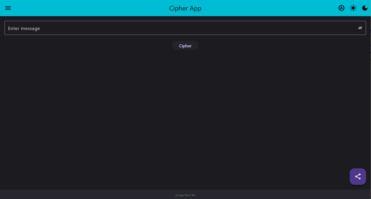 Cipher App on desktop with a message input and Cipher button